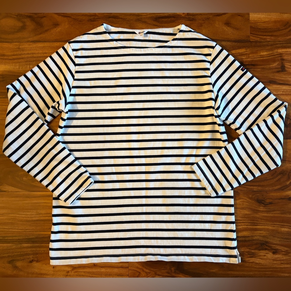 Batela Spain Women’s Navy & White Nautical Striped Long Sleeve Tee Shirt 42 M 10 - Picture 5 of 15
